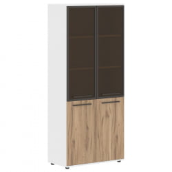 Шкаф комбинированный  с дверьми в металлической раме ЕДИС ЕХCС 85.7 Дуб Денвер светлый Мокко Белый / EDIS EHCS