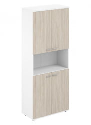 Шкаф высокий с нишей Сигма СГ.841.ВХ.ОЛ.ОЛ Белый Дуб светлый / Sigma SG.841.WH.OL.OL