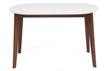 Большой обеденный стол BOSCO (Боско) основание бук, столешница мдф, 120+30*80см, Белый + Коричневый