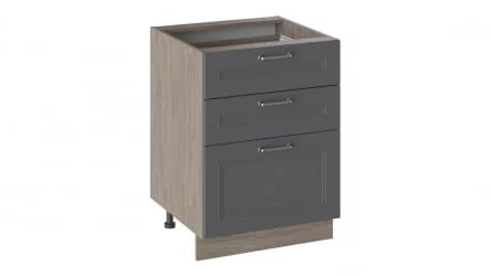 Шкаф напольный с 3-мя ящиками Одри Н3Я(Т)_72-60_3Я Дуб Сонома трюфель/Серый шелк