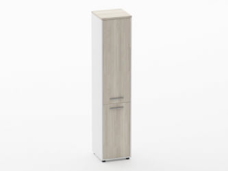 Шкаф 4 узкий закрытый Дека 10.19.15Л Дуб Сантана светлый/Белый / Deka