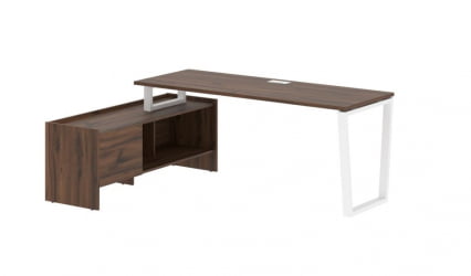 Стол с тумбой EDIS EVCT 19614 Дуб Денвер темный Белый