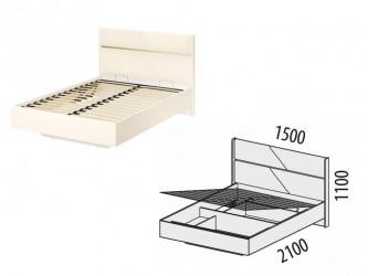Кровать двуспальная Монако 903.31 Белый шпон/Даллас Айвори