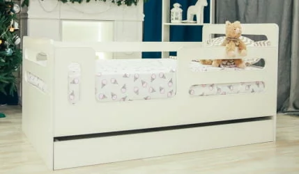 Детская кровать-манеж Горизонтали с ящиком