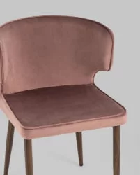 Стул Матео ножки под дерево велюр Пыльно-розовый