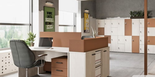 Комплект офисной мебели LEMO №7 Сосна Скандинавия Карамель нюд