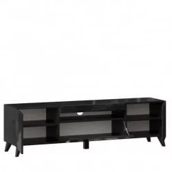 Тумба под ТВ Бруклин 1600 с опорами Черный глянец