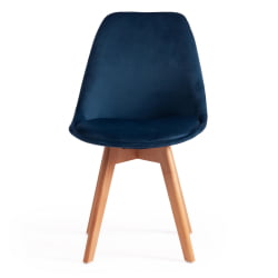 Стул TULIP SOFT (mod. 74) / 1 шт. в упаковке вельвет/дерево , 54 х 47 х 83 см , синий (HLR 63)/натуральный