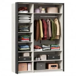 Шкаф трехстворчатый с комбинированными дверями и паспарту Техно 11 Дуб Крафт белый Серый шифер