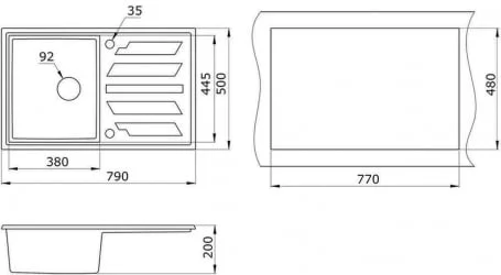 Кухонная мойка ГРАНУЛА 8002 Шварц / GRANULA