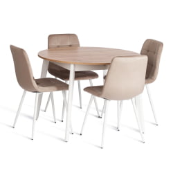 Стул CHILLY (mod. JSC-220) Велюр/металл , 44,5х52,5х88 см, Beige (бежевый) HLR8 / белый