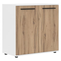 Шкаф с глухими малыми дверьми EDIS ELCS 85.1 Дуб Денвер светлый Черный Белый