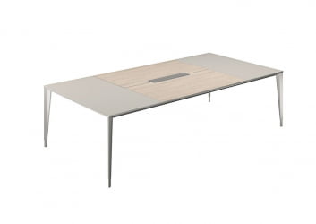 Конференц-стол (домино вдоль) Atlas NZ-0104.GS.YN.AL Серый камень Ясень Наварра Алюминий