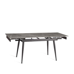 Стол обеденный Lord Grey/Лорд Грей столешница керамика (глянцевая) / опоры металл, серый/черный, (120+30+30)x80x75 см