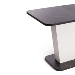 Раздвижной стол GENT ЛДСП, 110-145x68,6x75,5 см, Мрамор Блэк Роял/Белый