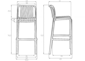 Стул барный DOBRIN CHLOE BAR (темно-серый)