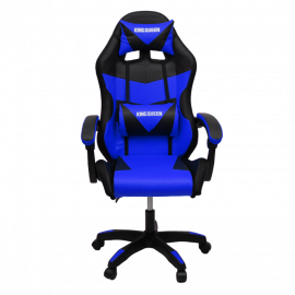 Кресло 1209 KINGQUEEN, цвет черный/синий с подсветкой, 1209-black-blue-mass-led