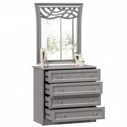 Комод с 4 ящиками с зеркалом ППУ Джулия Оникс серый
