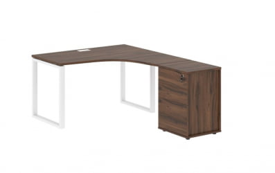 Стол эргономичный с тумбой правый EDIS EQCET 1318 R Дуб Денвер темный Белый