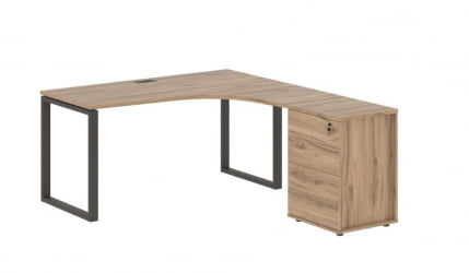 Стол эргономичный с тумбой правый EDIS EQCET 1518 R Дуб Денвер светлый Мокко