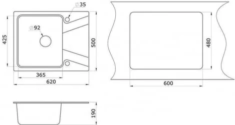 Мойка GRANULA 6201 Графит