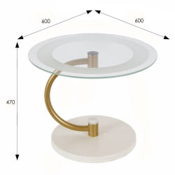 Стол журнальный Дуэт 13Н Золото, слоноая кость / стекло прозрачное