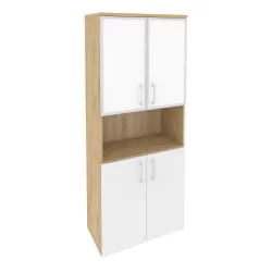 Шкаф высокий широкий ONIX O.ST-1.4R white Тиквуд Светлый/Белый