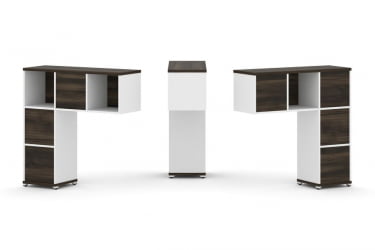 Надставка на стол низкая двухсторонняя + задняя стенка (5 шт.) + блок с 2-мя ящиками (2 шт.) CONCEPT CN.DNN-003 Дуб Мали Белый бриллиант Белый металл