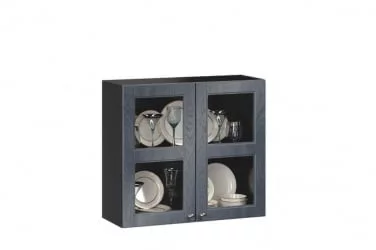 Шкаф кухонный 800 со стеклом Тип 1 Мокка ЛД 274.360.000.160 Черный Дуб фактурный антрацит