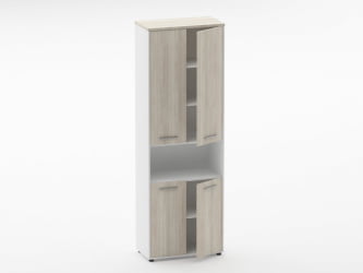 Шкаф 5 широкий закрытый, с нишей Дека 10.23.151 Дуб Сантана светлый/Белый / Deka