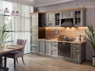 Шкаф кухонный 600 со стеклом Амели-3 ЛД 299.350.000.032 Черный Оникс серый