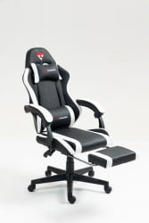 Кресло спортивное TopChairs Prophet с оттоманкой черно-белый