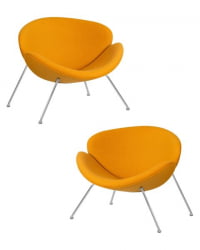 Кресло дизайнерское DOBRIN EMILY (желтая ткань AF13, хромированная сталь) 2 шт