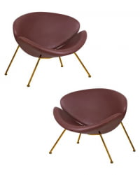 Кресло дизайнерское DOBRIN EMILY (коричневый винил YP5, золотое основание) 2 шт