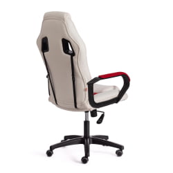 Кресло DRIVER (22) кож/зам/ткань, белый/красный, 36-01/TW-08