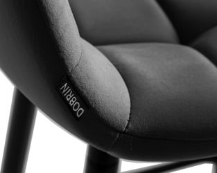 Стул полубарный DOBRIN OLIVIA (черные матовые ножки, темно-серый велюр (108-91))