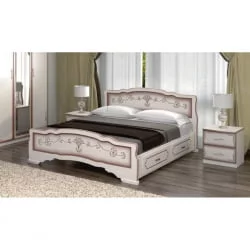 Кровать Карина-6 200х180 с выкатными ящиками Слоновая кость