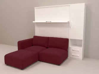 Шкаф-диван-кровать Смарт 1 правый с пуфом 1600 Ясень шимо темный