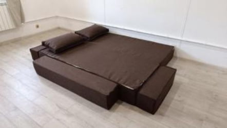 Диван прямой бескаркасный Хит (Berhouse) Цвет фасада: Грей; Тип: Прямой; Материал фасада: Рогожка