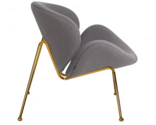 Кресло дизайнерское DOBRIN EMILY (серая ткань AF7, золотое основание) 2 шт