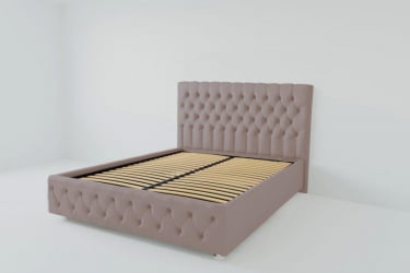 Мягкая интерьерная кровать "Версаль" с ортопедическими латами (металл) Материал фасада: Велюр; Спальное место: 1600х2000 мм; Цвет фасада: Темно серый; Цвет корпуса: Темно серый 