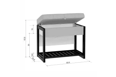 Банкетка 600 Техно ЛД 678.310.000 Дуб Крафт Белый Черный