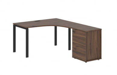 Стол эргономичный с тумбой правый EDIS EUCET 1318 R Дуб Денвер темный Черный