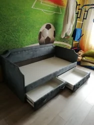 Детская кровать с бортиком Кантри ТД-308.12.02 Замша синяя