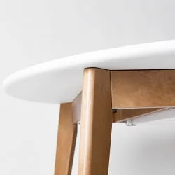 Стол обеденный Орион Plus 100x100 Эмаль белая Морилка Дуб натуральный