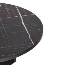 Раздвижной овальный стол MANZANA ЛДСП/HPL/металл, 100 х 100+30 х 75 см, Мрамор черный/черный