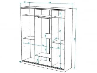 Шкаф-купе 3-х дверный Виктория 2000х584х2300, Бодега светлая 20ДЛДЛДЛ-ПЯШШ-Бс 310-3117