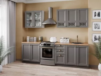 Шкаф кухонный 800 высокий со стеклом Амели-3 ЛД 299.460.000.050 Белый Оникс серый