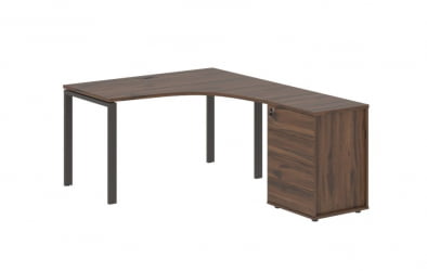 Стол эргономичный с тумбой правый EDIS EUCET 1318 R Дуб Денвер темный Мокко