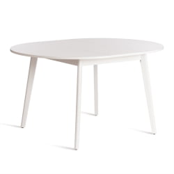 Раздвижной овальный стол SVELTO ЛДСП, опора-массив березы, 105 х 105 (140) х 74.5 см, Белый /белый
